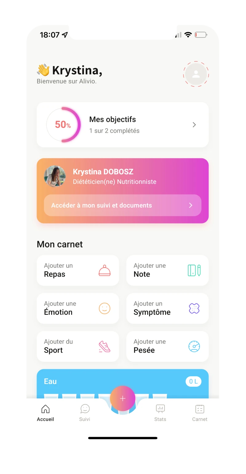 dashboard application nutrition
