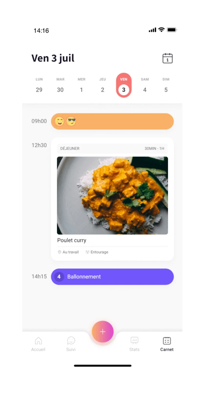 calendrier application nutrition